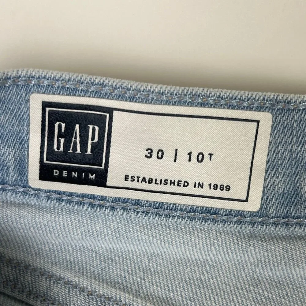 Gap Relaxed Bermuda Shorts Light Indigo Blue Wash Cut Offs Denim Sz 10 T Tall
